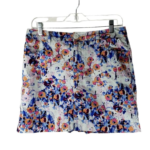 St. John's Bay Pants - St Johns Bay Womens Floral Skort Size 8 Zipper Button Pockets Belt Loops